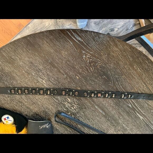 Le Temps Des Cerises Black Leather & Metal Belt sz 32”- 37